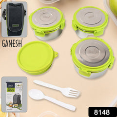 Top view of Stainless Steel Tiffin Lunch Box with secured lid