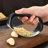 Multicolor stainless steel garlic press with ergonomic handles
