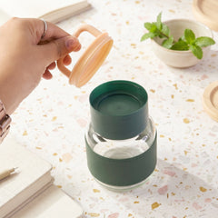 Glass bottle leather sleeve detail