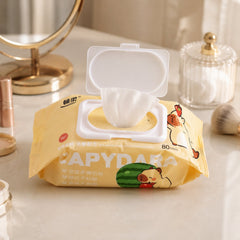 Close-up of gentle cleansing wet wipe fabric