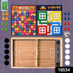 Kids & family playing the 3-in-1 wooden board game