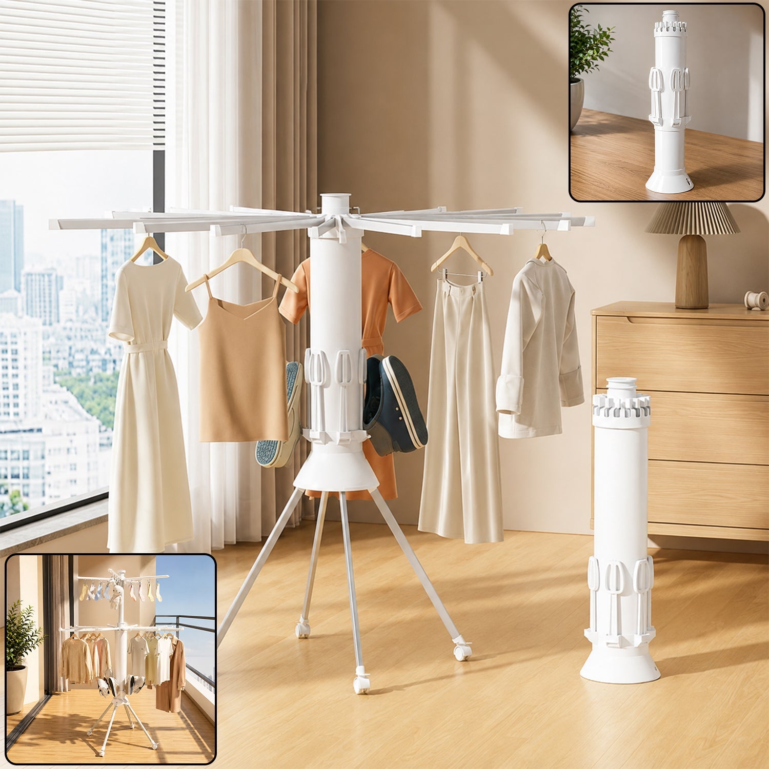 Octopus folding clothes drying hanger lifestyle view