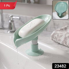 Elegant wall-mounted soap holder with suction cups in a bathroom setting