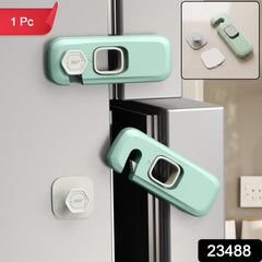 Adhesive child safety refrigerator lock with 1 piece label and SKU 23488