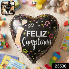Black heart foil balloon party