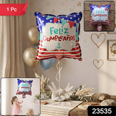 Square feliz balloon party decor