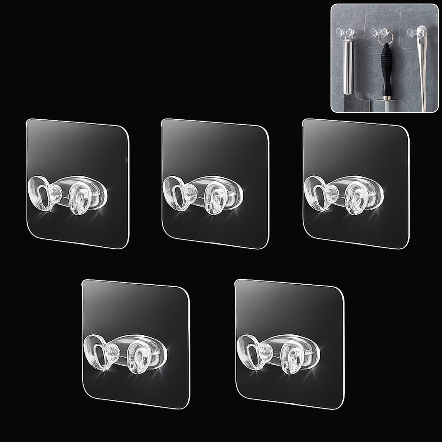 Adhesive plastic wall hook 5pc set