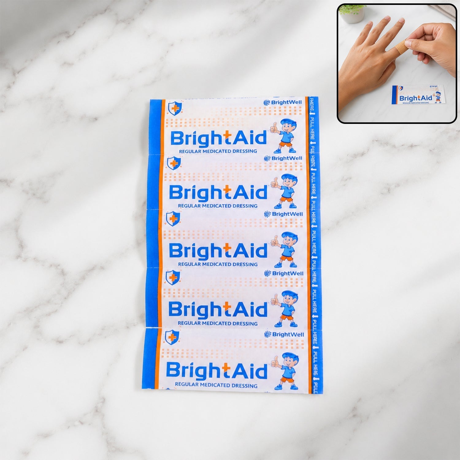 BrightAid adhesive bandages 5pc strips