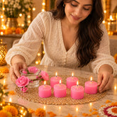 Pink Candle Gift Set with Floral Holder