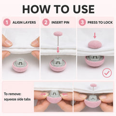Installation steps for reusable duvet fastener buttons