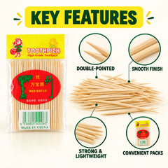 Double-pointed wooden toothpicks key features