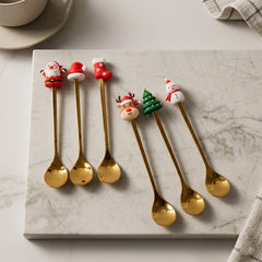 Steel cartoon spoon set golden