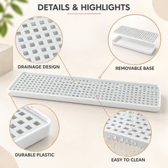 Plastic drain rack details and highlights