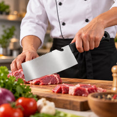 Small stainless steel kitchen cleaver knife - main lifestyle