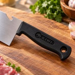 Small stainless steel kitchen cleaver knife - handle detail