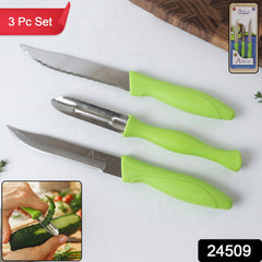 Stainless steel knives and peeler set with comfortable handles