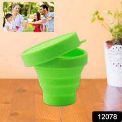 Silicone foldable travel mug packed for camping