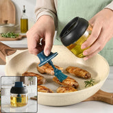 280 ml round glass oil dispenser with silicone brush