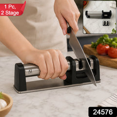 Two stage manual knife sharpener, 1 piece