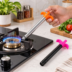 Kitchen Gas Stove Lighter with Metal Body, Push Plunger and Finger Grip