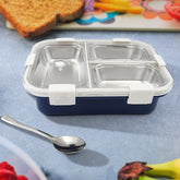 3-Compartment stainless steel insulated lunch box with transparent lids
