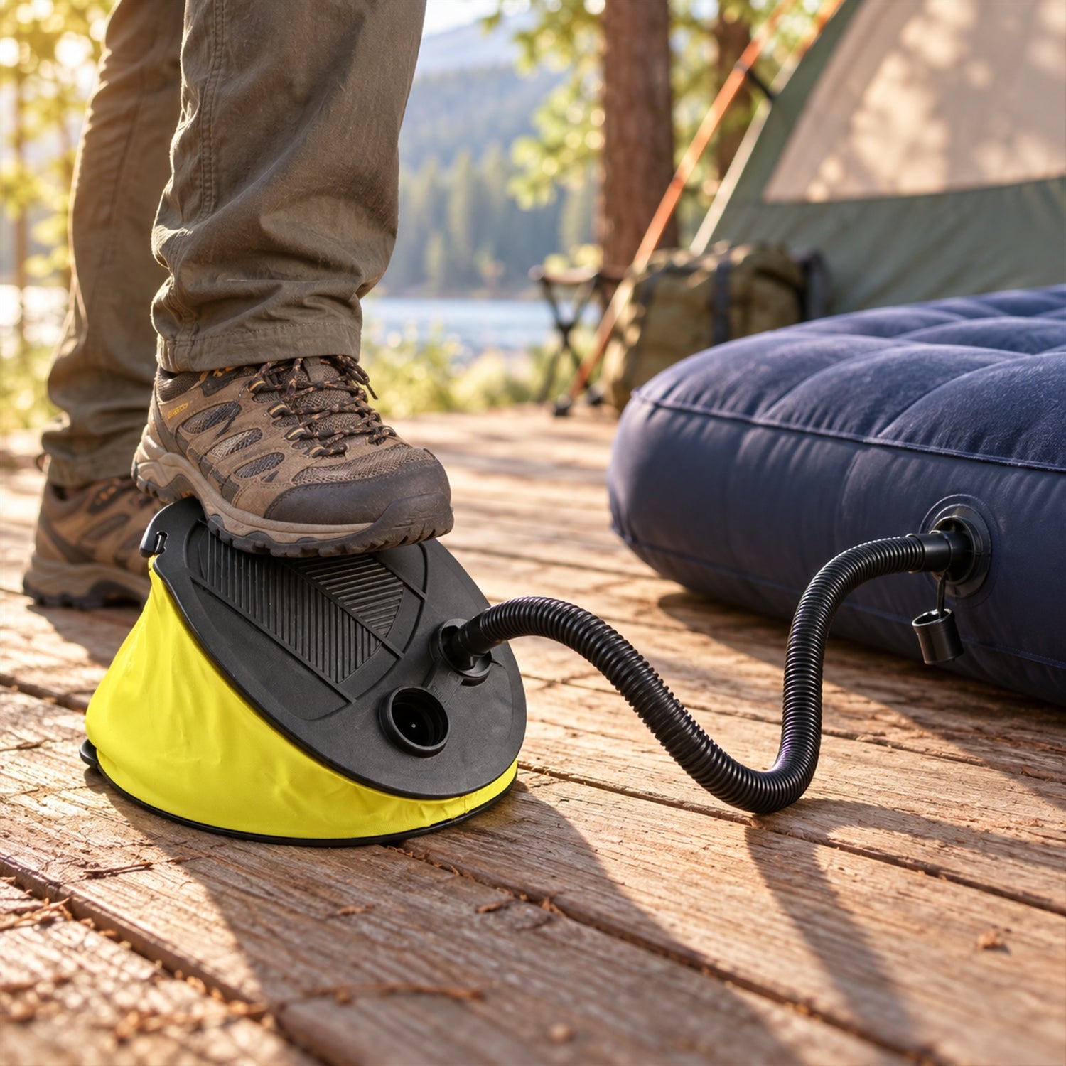 Manual foot air pump hose nozzles inflator