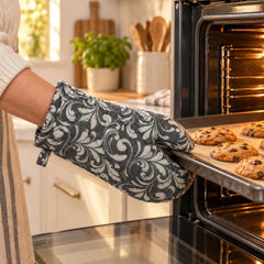 Floral quilted oven glove hanging loop kitchen
