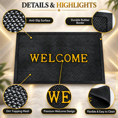 Welcome Door Mat in an entryway setting