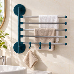 Steel swivel pant towel rack wall mount hooks