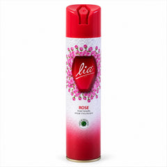 Red and white aerosol can featuring a pink rose design, with a red cap and gold base, against a plain white background.