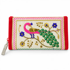 Top view of the traditional embroidered clutch wallet showcasing its design