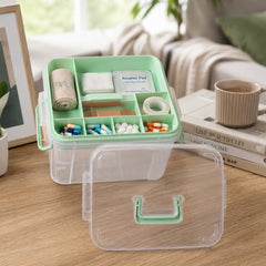 Transparent Medicine Storage Box with Secure Locking Lid