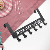 Heavy-duty carbon steel 6-hook black over door hanger rack
