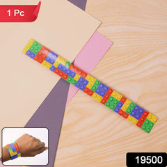 Multicolor brick pattern snap slap bracelet