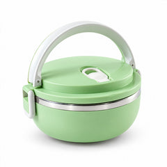 Single layer lunch box with steel inner bowl - white background