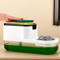 2 in 1 Plastic Dish Soap Liquid Dispenser Sponge Holder ,Sabudani (1 Set)