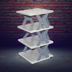Close-up of shoe rack materials and design