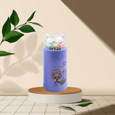 Cute glass water bottle with cat lid and glitter sparkle strap