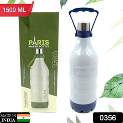 Insulated water bottle with handle and strap for easy carrying