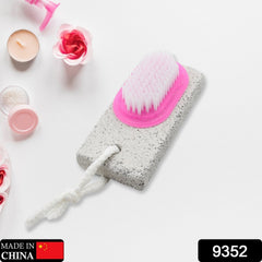 Close-up of pumice stone surface on hand and foot brush