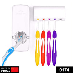 Toothbrush holder with multiple toothbrushes and toothpaste dispenser