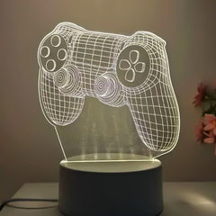 3D Acrylic LED Night Lamp – Game Controller Shape Decorative Light for Gamers (1 Pc)
