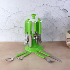 Close-up of steel cutlery set