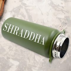 Customize Stainless Steel Water Bottle with Straw, Strap & Handle Vacuum Insulated Thermos Flask Double-Walled Coffee Thermos Flask Leak-proof Water Bottle for Sports, Fitness, Gym (1500ML)