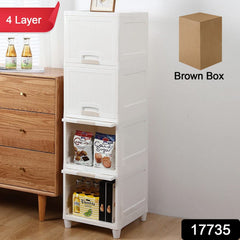 Side view of 4-layer Multipurpose Storage Cabinet showing depth of drawers