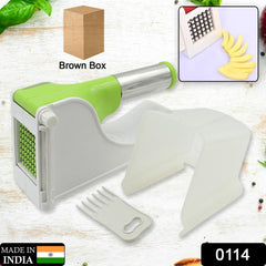 Potato chipper with container for easy slicing.