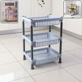 3-Layer Kitchen Storage Basket Rack with ventilated baskets