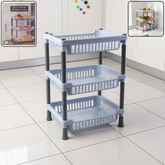 3-Layer Kitchen Storage Basket Rack with ventilated baskets