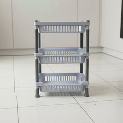 Sturdy plastic 3-layer rack for fruits and pantry items