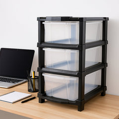 Stackable transparent drawer organizer unit for home use